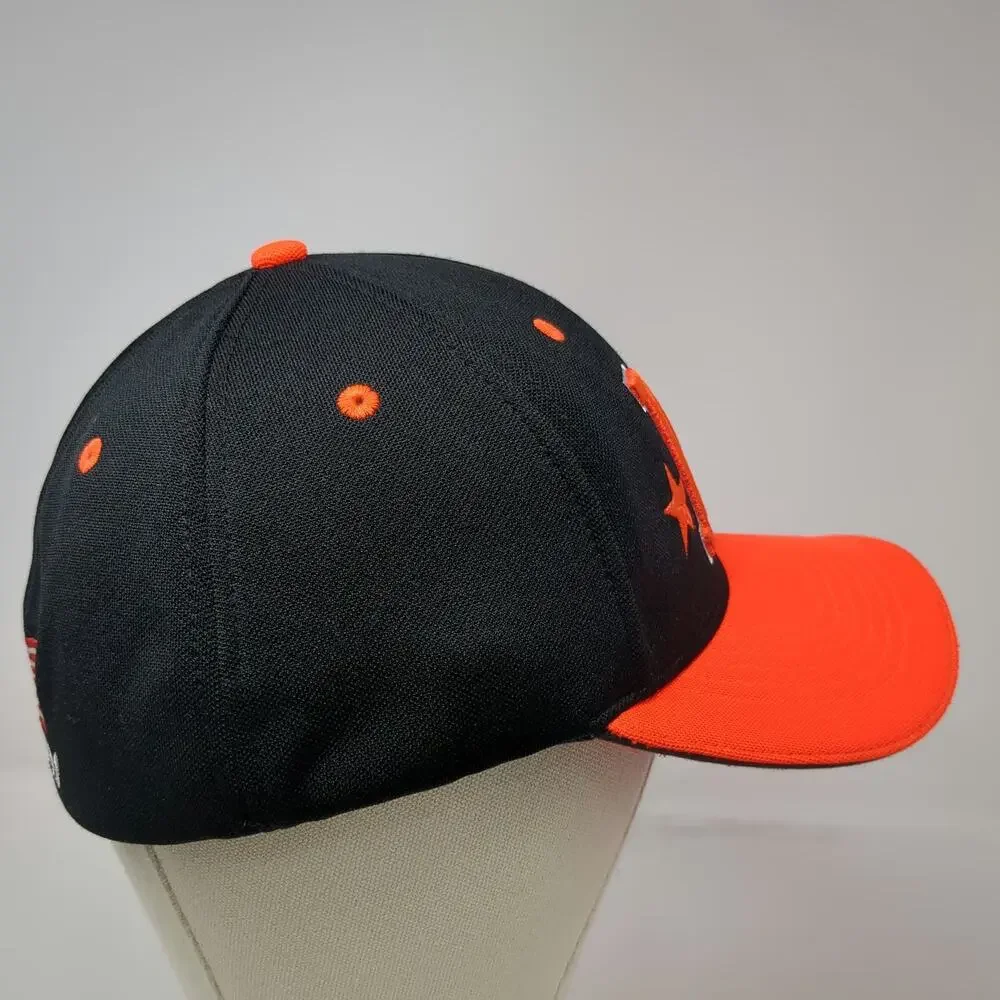 Marlboro Baseball Cap Black Orange S/M American Flag Performance Mesh Fitted Hat